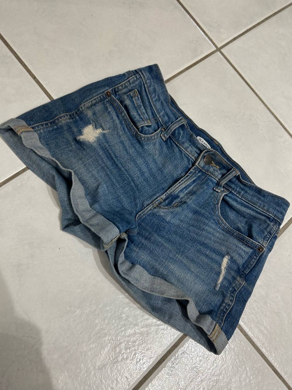 Old Navy Distressed Cuffed Denim Shorts - Blue